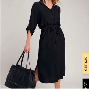 Lulu’s Brewer Black Midi Shirt Dress